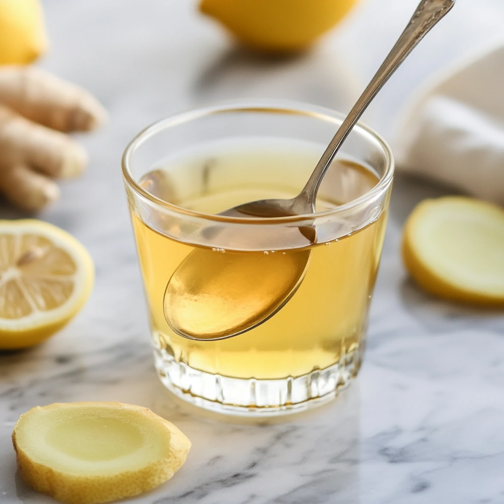 Stirring the natural Mounjaro drink mixture in a clear glass