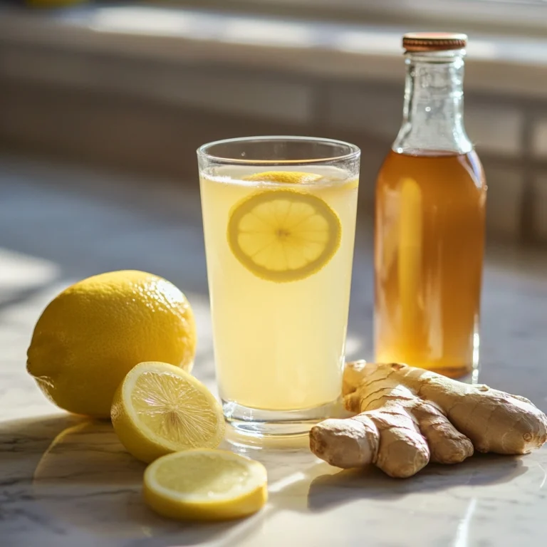 Glass of natural Mounjaro recipe drink with lemon and ginger