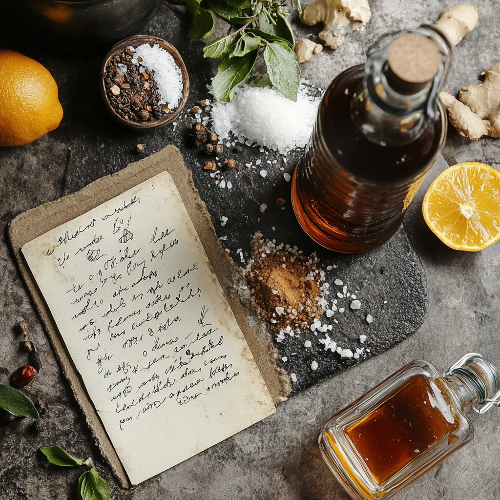 Natural Mounjaro recipe card with ingredients laid out beside it